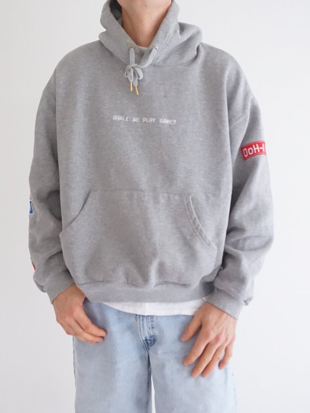 OOH-AHH Gray Video Game Graphic Streetwear Sweatshirt Kangeroo Sweater Hoodie XL